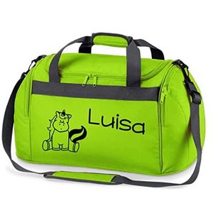 Sporttas met naam voor meisjes | eenhoorn voor kinderen | personaliseren en bedrukken | reistas schoudertas duffle bag, groen, Sporttasche