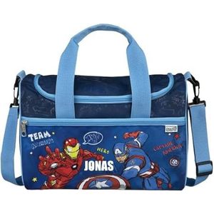 Sporttas Avengers jongens - gepersonaliseerd met naam - kleine reistas sporttas kinderen - kindertas 10 l, Royal Blue - Avengers, 35 x 23 x 16 cm