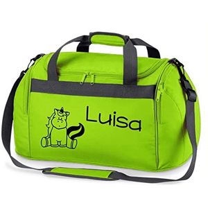 Sporttas met naam voor meisjes | eenhoorn voor kinderen | personaliseren en bedrukken | reistas schoudertas duffle bag, groen, Set 2-tlg. mit Turnbeutel