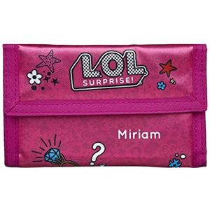 LOL Surprise Portemonnee met naam | Klapportemonnee klittenband voor meisjes | Gepersonaliseerde portemonnee kinderen roze met kijkvenster en sleutelring