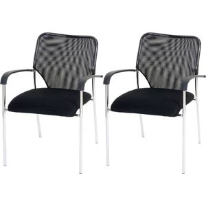 Set van 2 bezoekersstoelen Tulsa, conferentiestoel stapelbaar, stof/textiel ~ zitting zwart, rug zwart