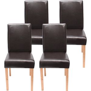 Set van 4 eetkamerstoelen Keukenstoel Littau MVG-gecertificeerd ~ kunstleer, bruine lichtgekleurde poten