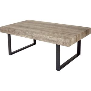 Kos T576 salontafel, woonkamertafel, 40x110x60cm MVG-gecertificeerd ~ wild eiken, donker metalen poten