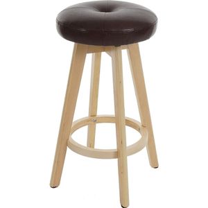 Barkruk Navan, barkruk counter stool, hout imitatieleer draaibaar ~ bordeaux, lichtgekleurde poten