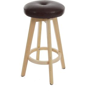 Set van 2 barkrukken Navan, barkruk counter stool, hout imitatieleer draaibaar ~ bordeaux, lichtgekleurde poten