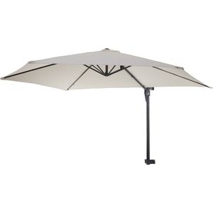 Casoria muurparasol, zweefparasol, 3m kantelbaar, polyester aluminium/staal 9kg ~ crème