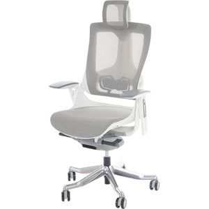 Bureaustoel MERRYFAIR Wau 2, bureaustoel draaistoel, bekleed/mesh, ergonomisch ~ wit-grijs