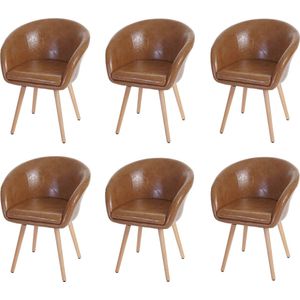 6er-Set Esszimmerstuhl Vaasa T633, Retro ~ Kunstleder, Wildlederimitat