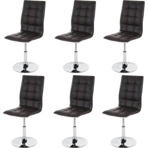Set van 6 eetkamerstoelen MCW-C41, stoel keukenstoel, in hoogte verstelbaar draaibaar, kunstleer ~ bruin