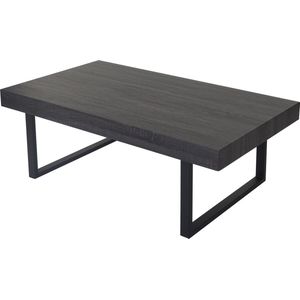 Kos T576 salontafel, woonkamertafel, 40x110x60cm MVG-gecertificeerd ~ Zwart eiken look, donker metalen poten