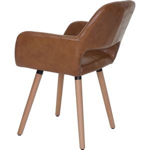 Eetkamerstoel MCW-A50 II, stoel keukenstoel, retro jaren 50 design ~ imitatieleer, imitatiesuède, lichtgekleurde poten