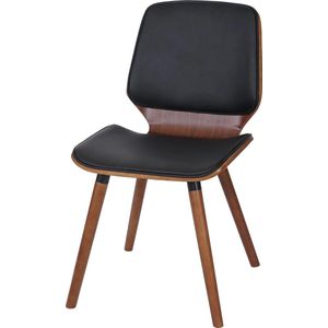 Set van 2 eetkamerstoelen MCW-B16, hout gebogen hout retro design walnoot look ~ kunstleer zwart