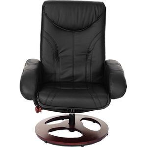 Relaxfauteuil MCW-C46, TV-fauteuil fauteuil met kruk, kunstleer ~ zwart