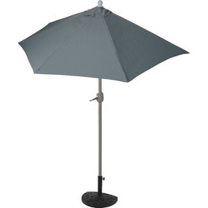 Parla halfronde parasol, balkonparasol, UV 50+ polyester/aluminium 3kg ~ 300cm antraciet met voet