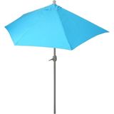Mendler Parla halfronde parasol, balkonparasol, UV 50+ polyester/aluminium 3kg ~ 270cm turquoise zonder voet - blauw Textiel 52379