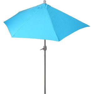 Parla halfronde parasol, balkonparasol, UV 50+ polyester/aluminium 3kg ~ 270cm turquoise zonder voet