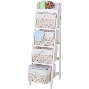 Schuine kast Shabby Chic wit