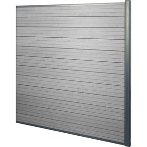 WPC privacyscherm Sarthe, windscherm, aluminium palen ~ set van 2, 3,75m grijs