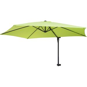 Muurparasol Casoria, zweefparasol balkonparasol parasol, 3m kantelbaar, polyester aluminium/staal 9kg ~ green-lemon