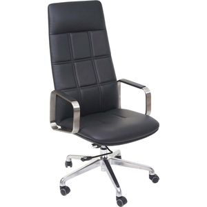 Bureaustoel MCW-A57, bureaustoel draaistoel, volledig leer + kunstleer roestvrij staal ISO9001 ~ zwart
