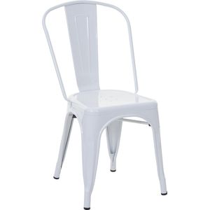 Stoel MCW-A73, bistrostoel stapelbare stoel, metalen industrieel ontwerp stapelbaar ~ wit