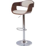 Barhocker MCW-A47, Barstuhl, Holz Bugholz Retro-Design ~ Walnuss-Optik, Kunstleder creme