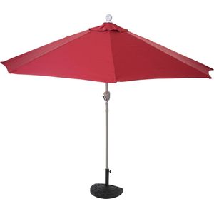 Parla halfronde parasol, balkonparasol, UV 50+ polyester/aluminium 3kg ~ 300cm bordeaux met voet