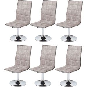 Set van 6 eetkamerstoelen MCW-C41, stoel keukenstoel, in hoogte verstelbaar draaibaar, stof/textiel ~ vintage pebble grey