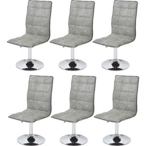 Set van 6 eetkamerstoelen MCW-C41, stoel keukenstoel, in hoogte verstelbaar draaibaar, stof/textiel ~ vintage beton grijs