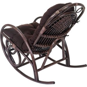 Schommelstoel MCW-C40, rotan fauteuil, bruin ~ bruin kussen