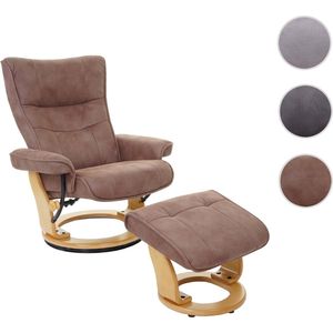 MCA relaxfauteuil Montreal, TV-fauteuil kruk, stof/textiel 130kg belastbaar ~ antiek bruin, natuurlijk bruin