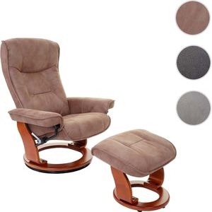 MCA relaxfauteuil Hamilton, TV-fauteuil kruk, stof/textiel 130kg belastbaar ~ antiek bruin, honingkleurig