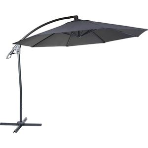 Luxe zweefparasol MCW-D14, parasol, rond Ø 3m polyester aluminium/staal 14kg ~ antraciet zonder voet