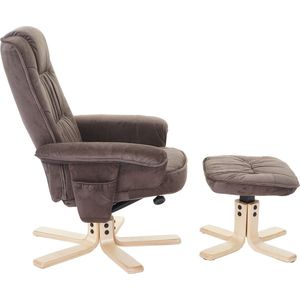 Relaxfauteuil M56, TV-fauteuil TV-fauteuil met hocker, stof/textiel ~ imitatie suède bruin
