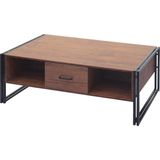 Couchtisch MCW-A27b, Beistelltisch Wohnzimmertisch, 3D-Struktur, 45x110x60cm MVG-zertifiziert, Metall ~ Wildeiche-Optik