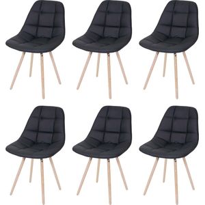 Set van 6 eetkamerstoelen MCW-A60 II, keukenstoel, retro jaren 50 design ~ kunstleer zwart