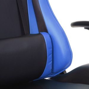 Bureaustoel MCW-D25, bureaustoel gamestoel directiestoel bureaustoel, 150kg draagvermogen kunstleer ~ zwart/blauw