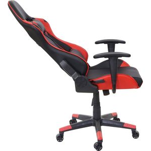 Bureaustoel MCW-D25, bureaustoel gamestoel directiestoel bureaustoel, 150kg belastbaar kunstleer ~ zwart/rood