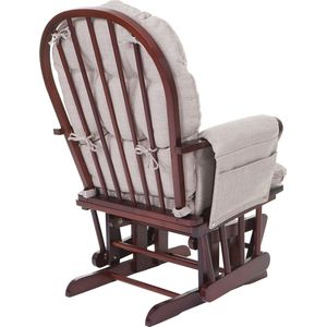 Relaxfauteuil MCW-C76, schommelstoel met kruk ~ stof/textiel, crèmegrijs, frame bruin