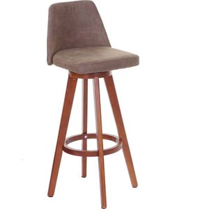 Barkruk MCW-C43, barkruk counter stool, hout textiel draaibaar ~ vintage bruin, lichtgekleurde poten