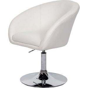 Eetkamerstoel MCW-F19, keukenstoel draaistoel loungestoel, in hoogte verstelbaar ~ kunstleer wit