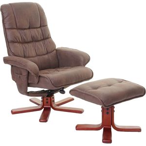 Relaxfauteuil MCW-E30, relaxfauteuil TV-fauteuil met kruk, MVG-gecertificeerd ~ imitatie suède bruin