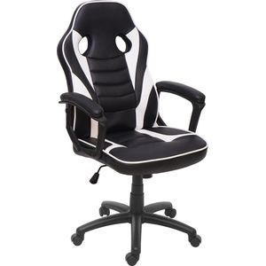 Bureaustoel MCW-F59, bureaustoel bureaustoel racestoel gamestoel, kunstleer ~ zwart/wit