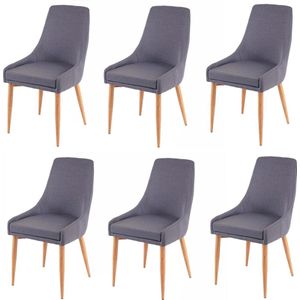 Set van 6 eetkamerstoelen MCW-B44 II, stoel keukenstoel retro design ~ stof/textiel donkergrijs