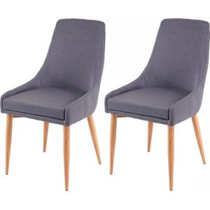 Set van 2 eetkamerstoelen MCW-B44 II, stoel keukenstoel retro design ~ stof/textiel donkergrijs