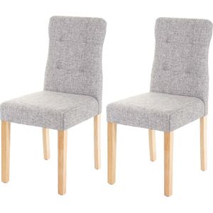 Set van 2 eetkamerstoelen MCW-E58, stoel eetkamerstoelen ~ stof/textiel grijs, lichte poten