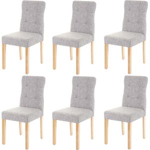 Set van 6 eetkamerstoelen MCW-E58, eetkamerstoelen ~ stof/textiel grijs, lichte poten