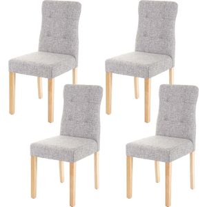 Set van 4 eetkamerstoelen MCW-E58, stoel eetkamerstoelen ~ stof/textiel grijs, lichte poten