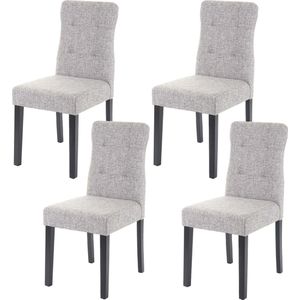 Set van 4 eetkamerstoelen MCW-E58, stoel eetkamerstoelen ~ stof/textiel grijs, donkere poten