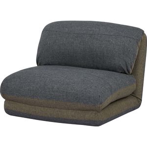 Slaapbank MCW-E68, slaapbank functionele fauteuil inklapbare fauteuil, stof/textiel ~ kaki/donkergrijs
